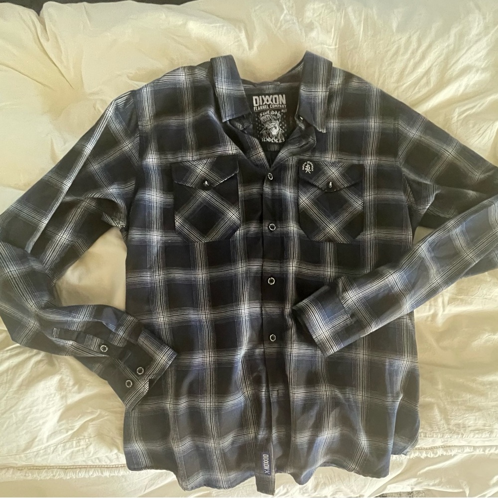 DIXXON x Suicidal Tendencies Collab Navy and White Plaid Shirt